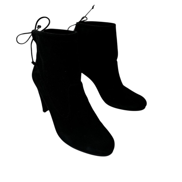 Stuart Weitzman Catch Suede Leather Ankle Tie Bootie Black Size 8.5 - Picture 12 of 16